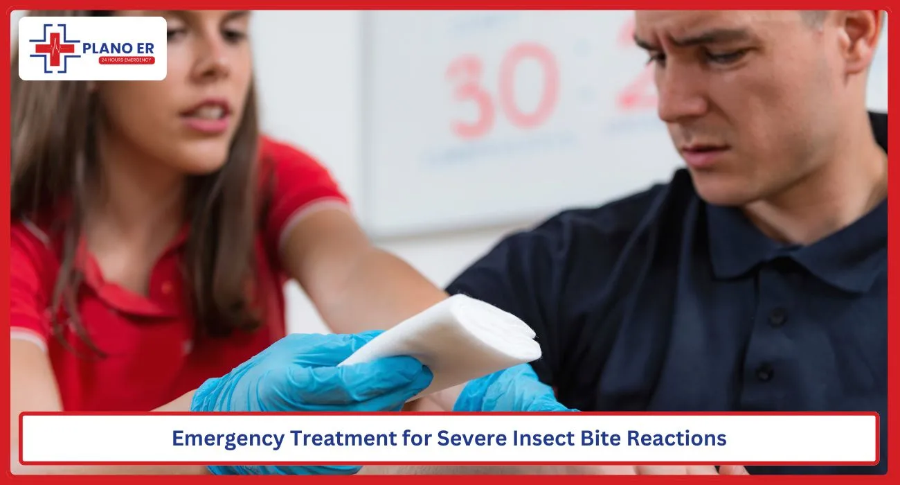 Emergency physician examining a patient with a severe insect bite reaction