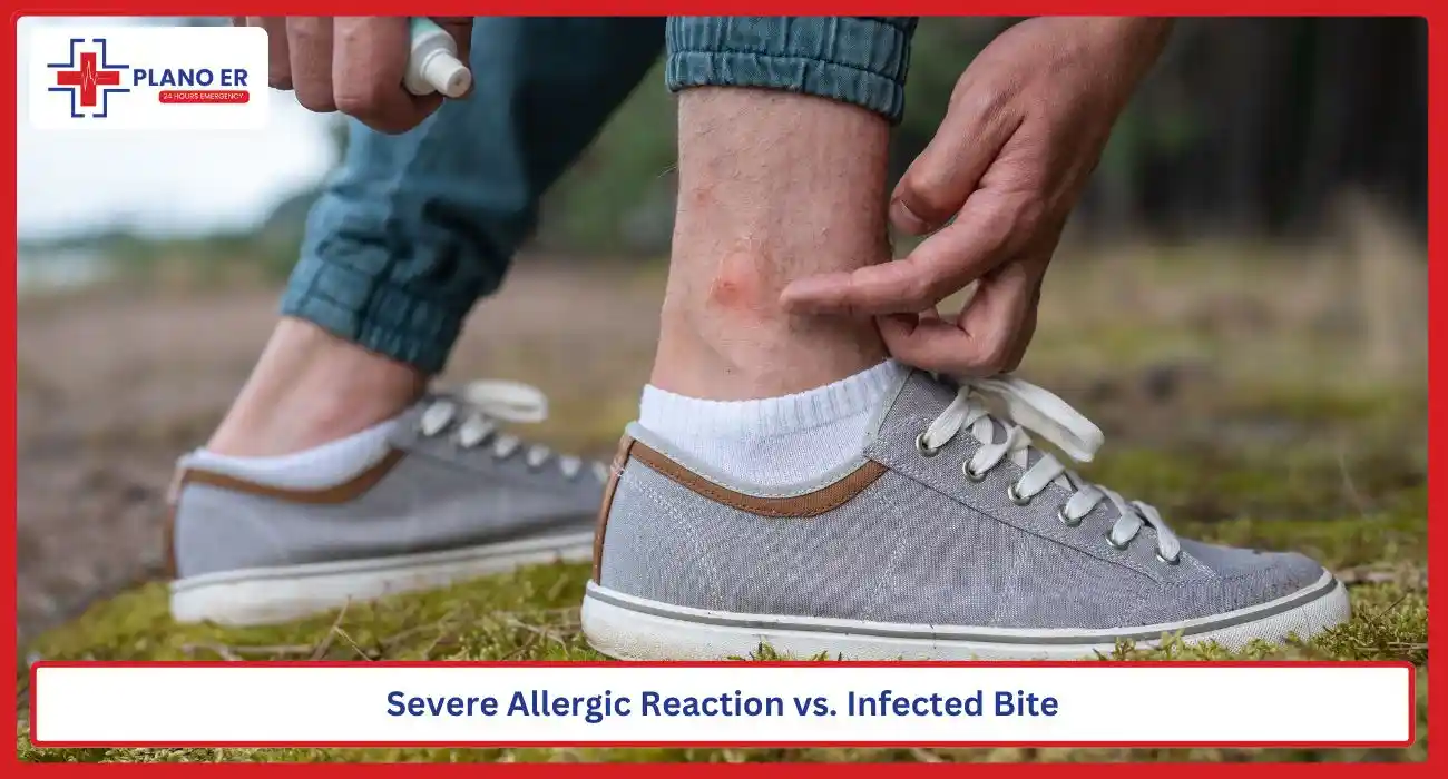 Severe insect bite reaction with facial swelling and widespread hives
