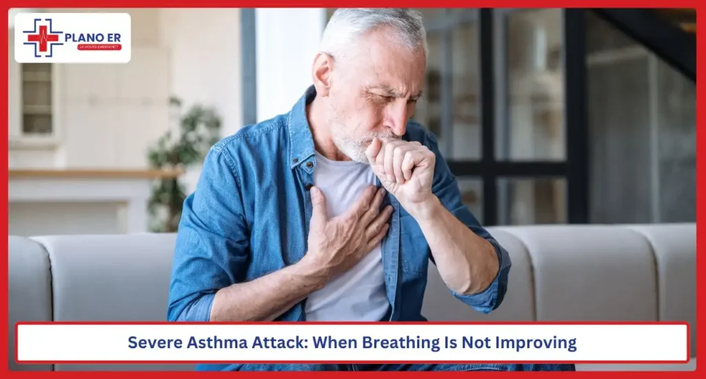 Person struggling to breathe during a severe asthma attack